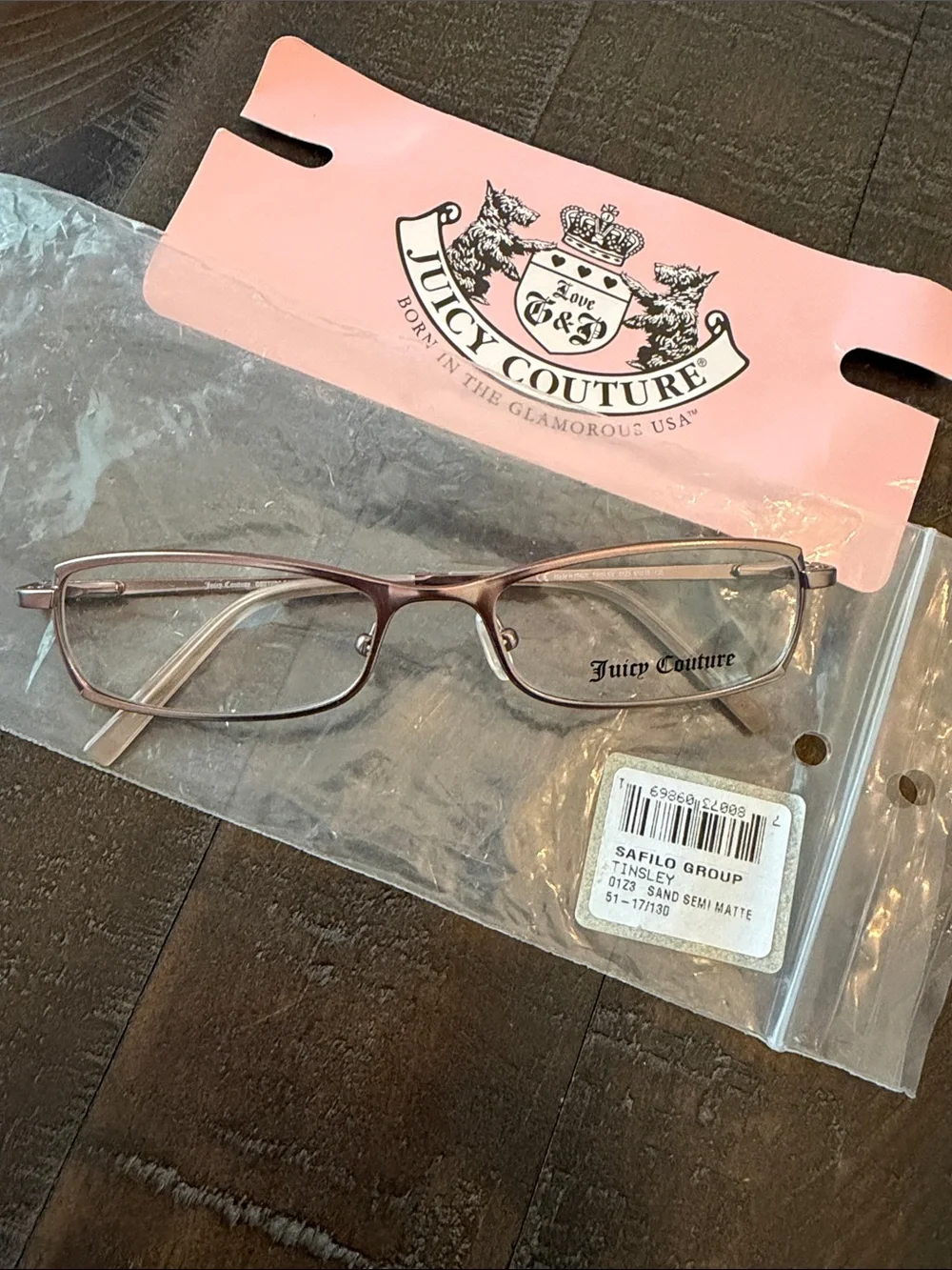 Juicy Couture Tinsley Sand Pink Semi-Matte Rectangle Eyeglass Frames